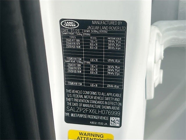 2020 Land Rover Range Rover Evoque SE